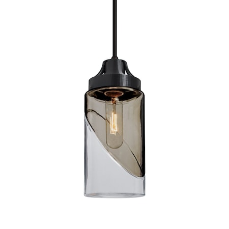 Besa Lighting Blink Cord Pendant, Trans. Smoke/Clear, Black Finish, 1x60W Incandescent 1JT-BLINKSM-BK
